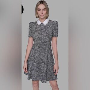 Karl Lagerfeld Black and White Tweed Mini Dress